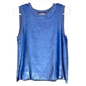 Ralph Lauren Purple Label Blue Sequin Silk Lined Tank Top Italy Yarn L